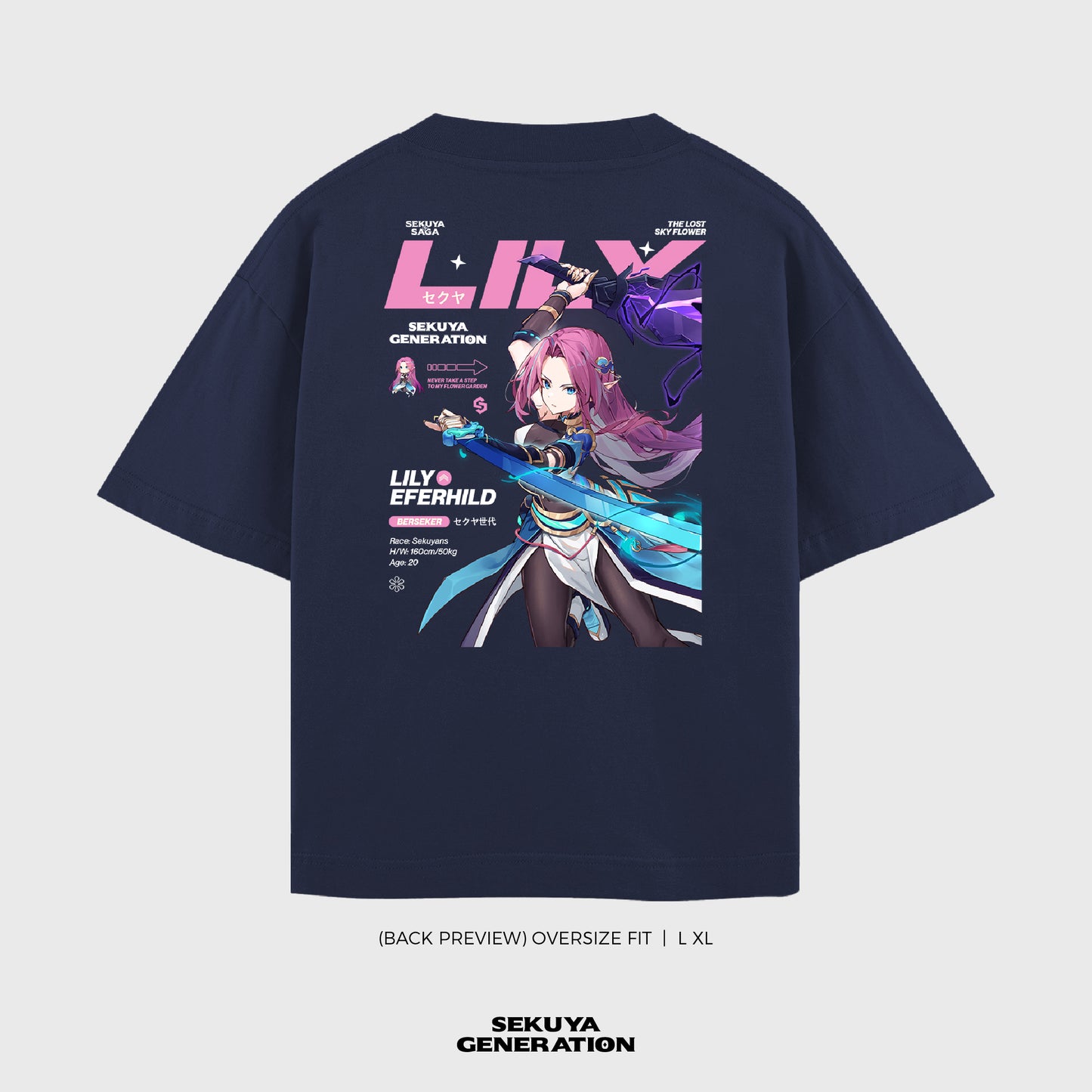 Oversize Sekuya Lily Blue Navy T-Shirt