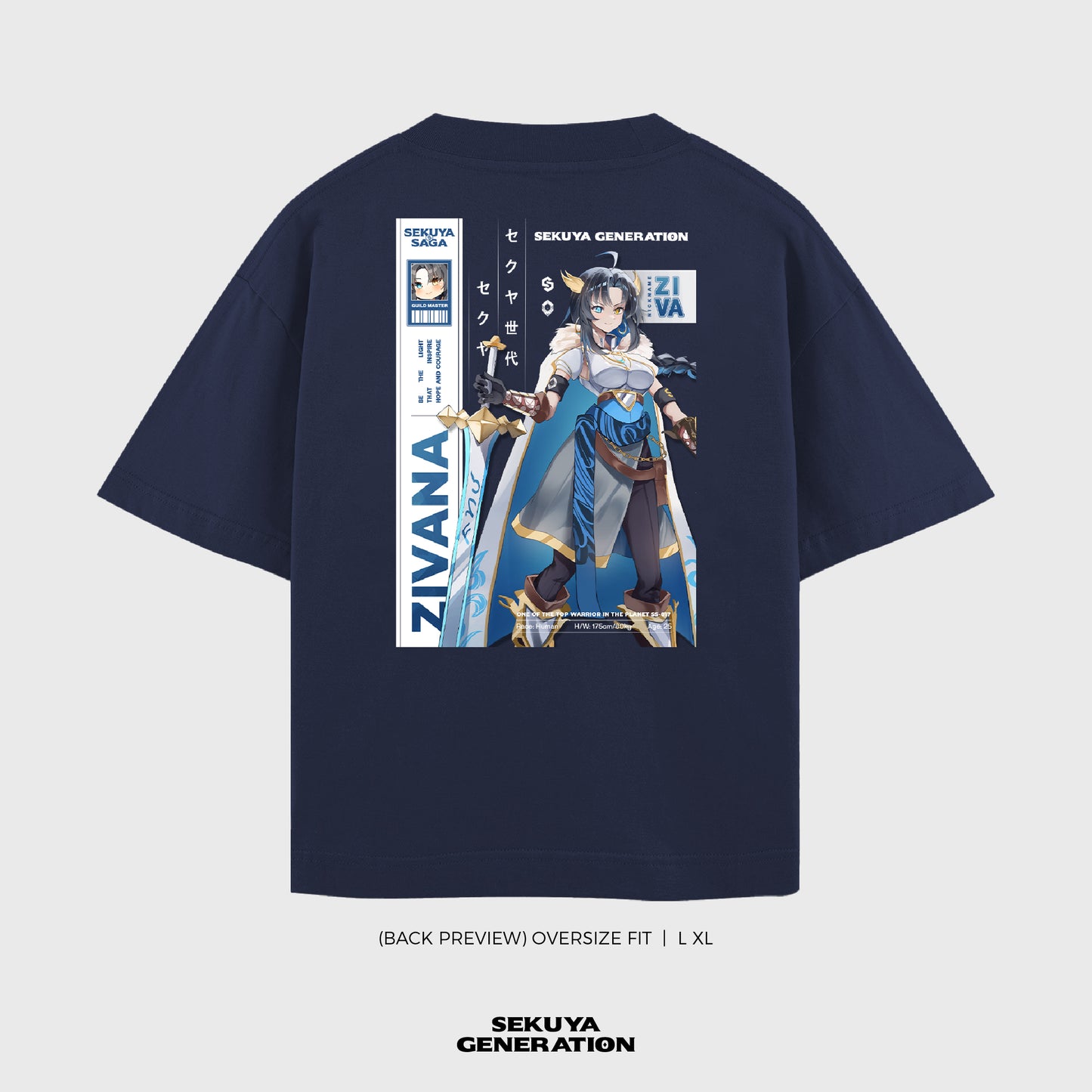 Oversize Sekuya Zivana Blue Navy T-Shirt