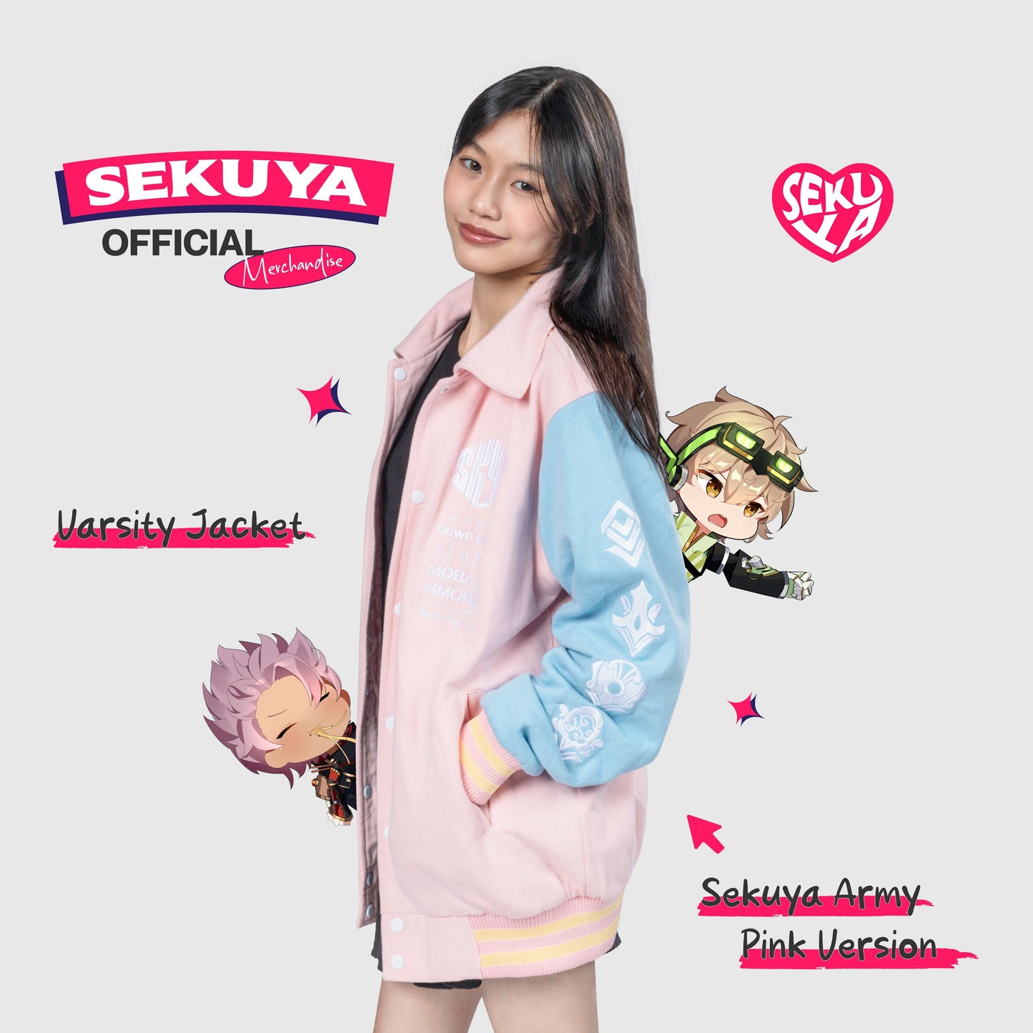 Jacket Sekuya Army Pink Blue