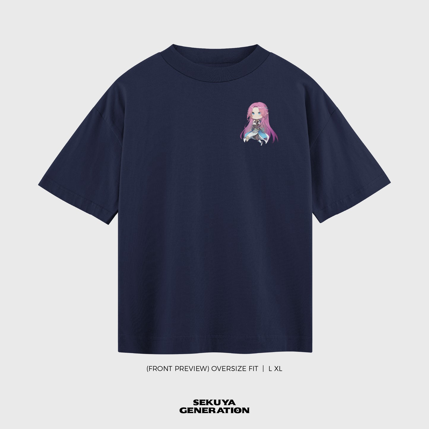 Oversize Sekuya Lily Blue Navy T-Shirt